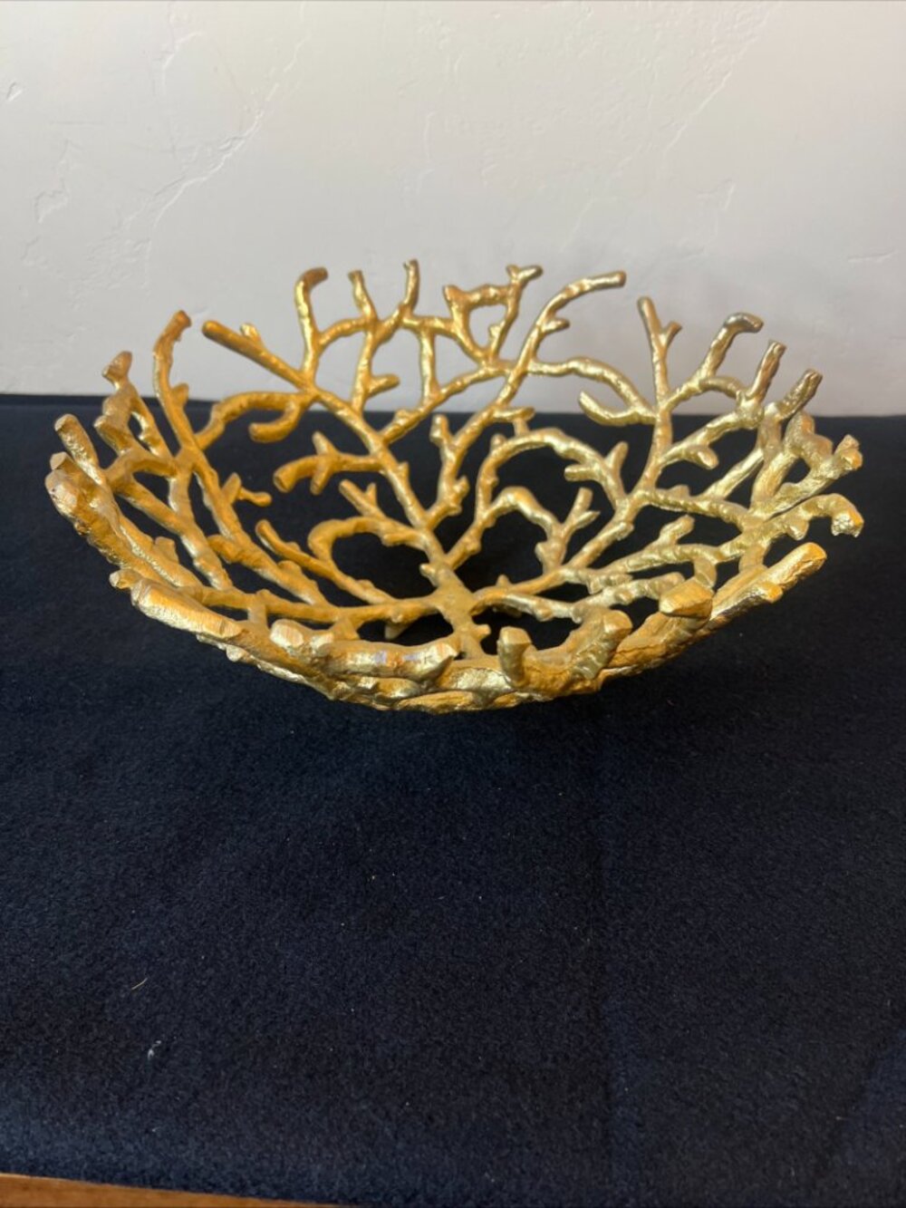 Gold Coral Metal Decorative Bowl Coastal Centerpiece Nautical Table Decor